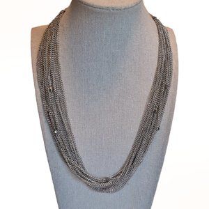 LOFT Silver Multi Chain Layered Necklace NWT